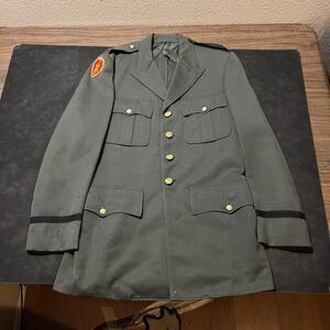 Vintage US Army Jacket Hell on Wheels Green Dress Uniform 25th Infantry 1960s A